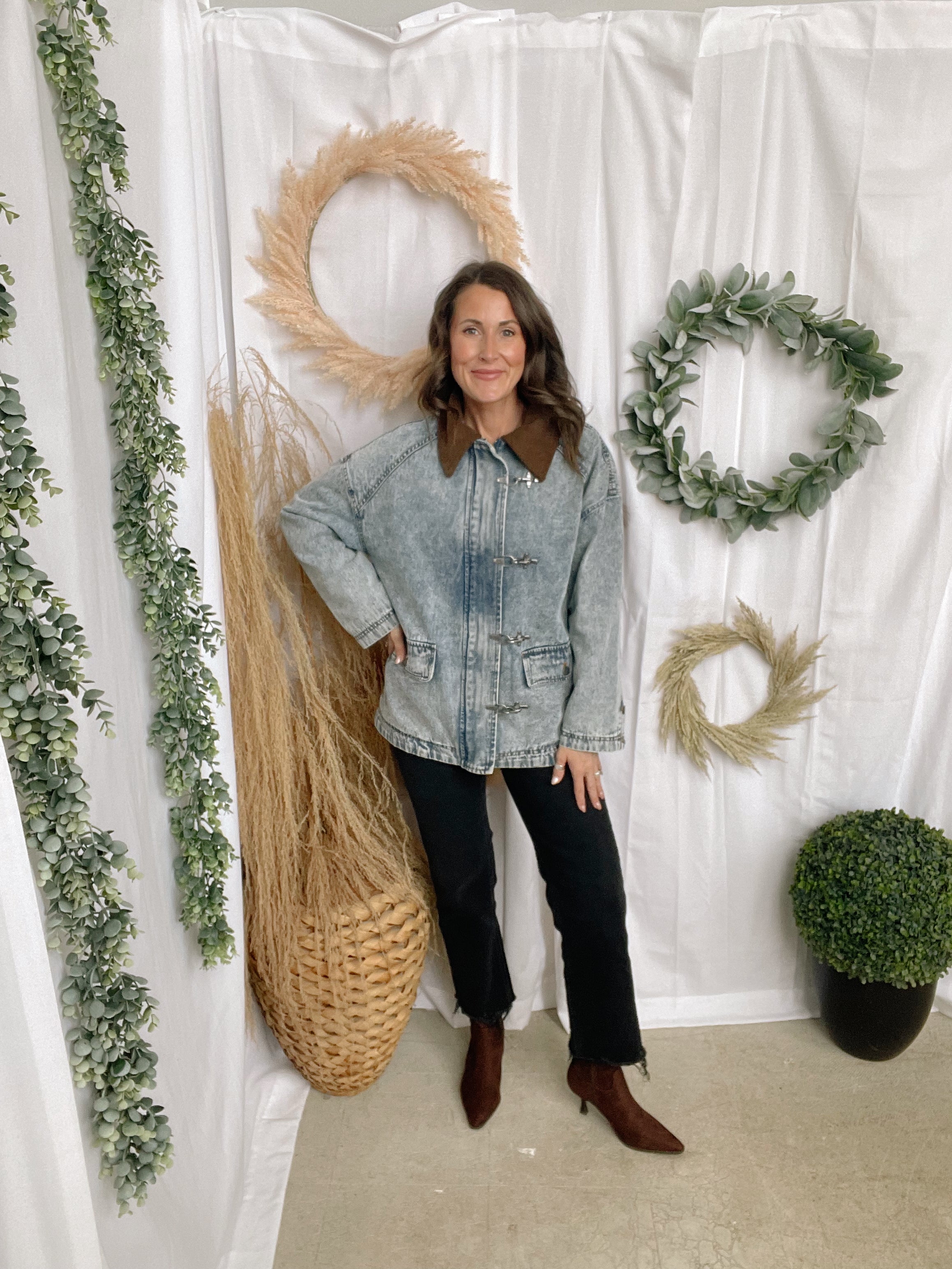 Latch Hook Denim Jacket-Coats & Jackets-blu pepper-The Silo Boutique, Women's Fashion Boutique Located in Warren and Grand Forks North Dakota