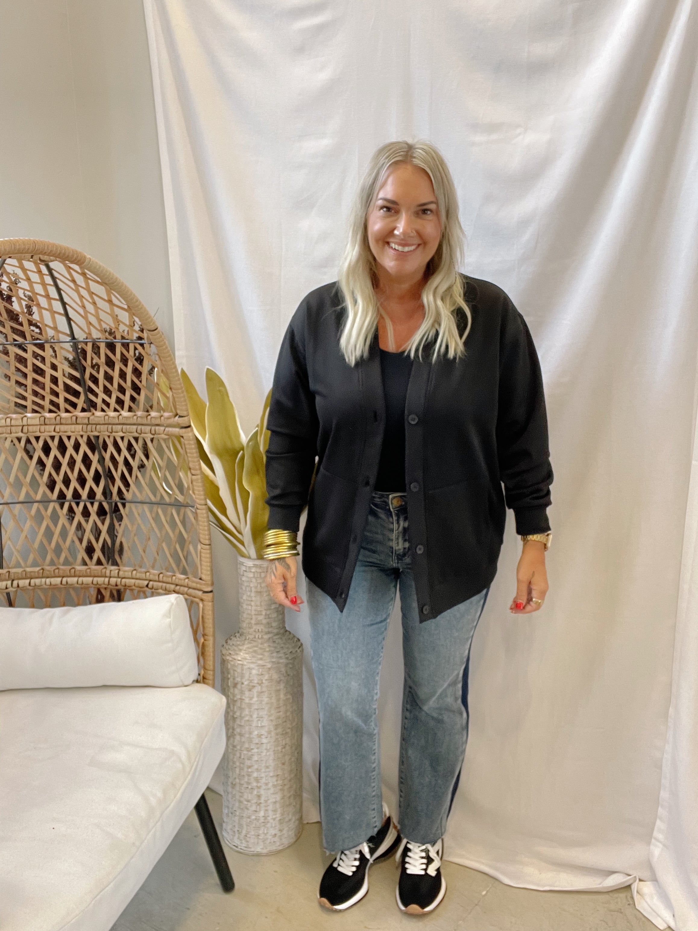 Mono B Elevated Button Down Cardigan-Black-Cardigans-mono b-The Silo Boutique, Women's Fashion Boutique Located in Warren and Grand Forks North Dakota