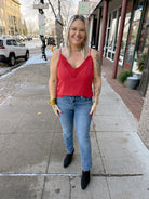 Berry Cami With Lace Detail-Camis-easel-The Silo Boutique, Women's Fashion Boutique Located in Warren and Grand Forks North Dakota