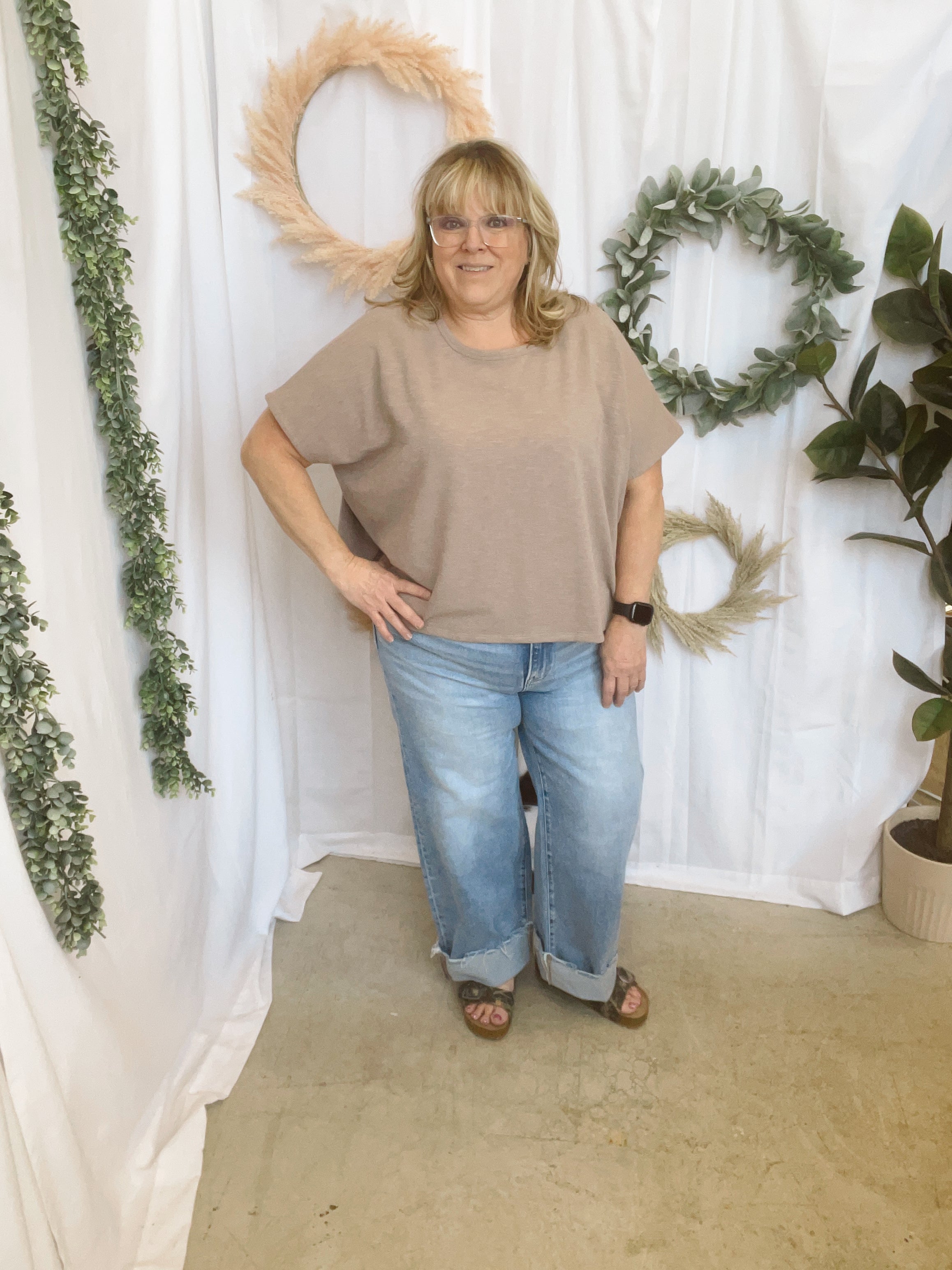 Julie Slub Oversized Tee-Short Sleeve Tops-Zenana-The Silo Boutique, Women's Fashion Boutique Located in Warren and Grand Forks North Dakota