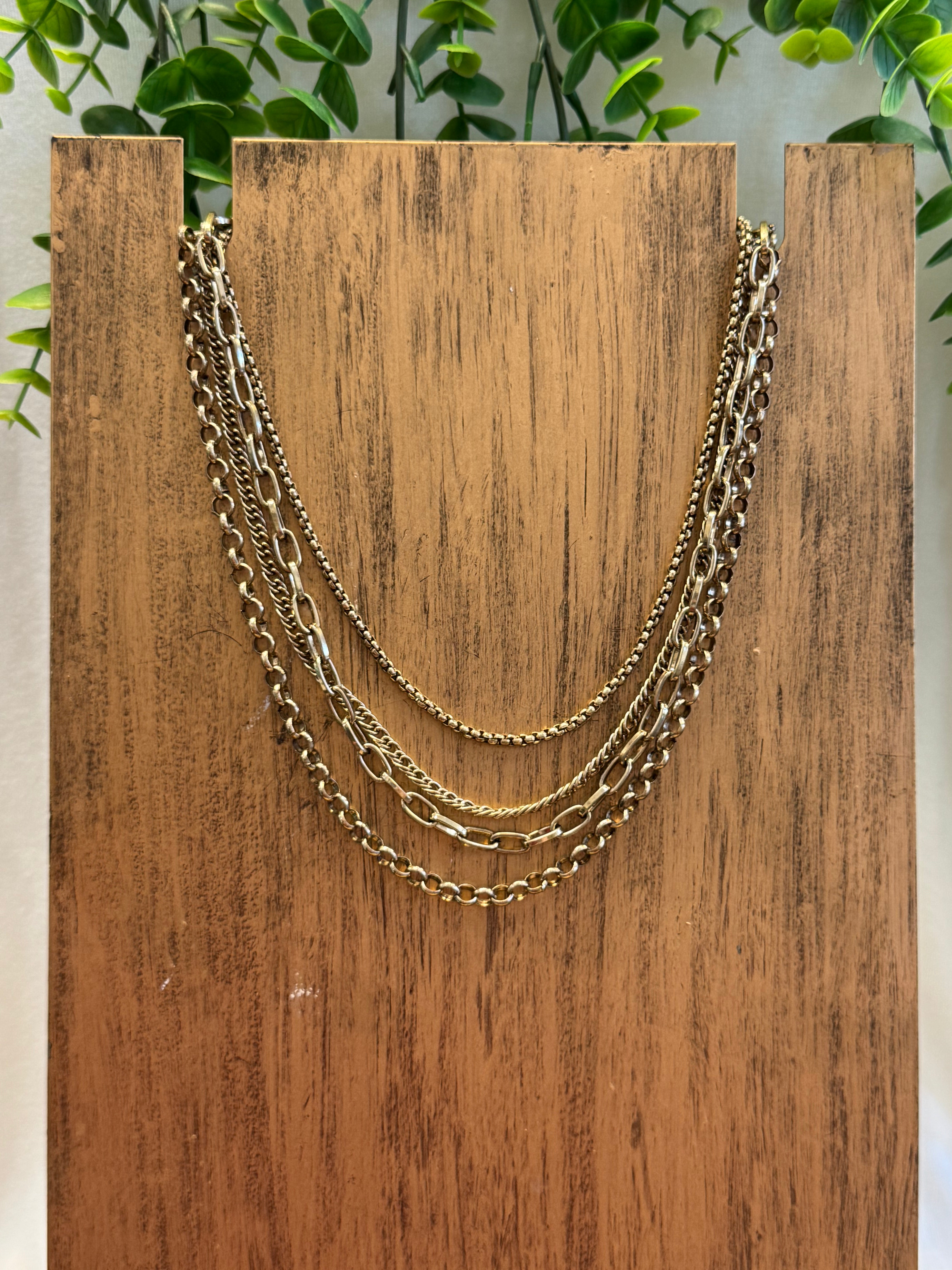 Stella Layered Chain Necklace-Necklaces-Dallas Market-The Silo Boutique, Women's Fashion Boutique Located in Warren and Grand Forks North Dakota