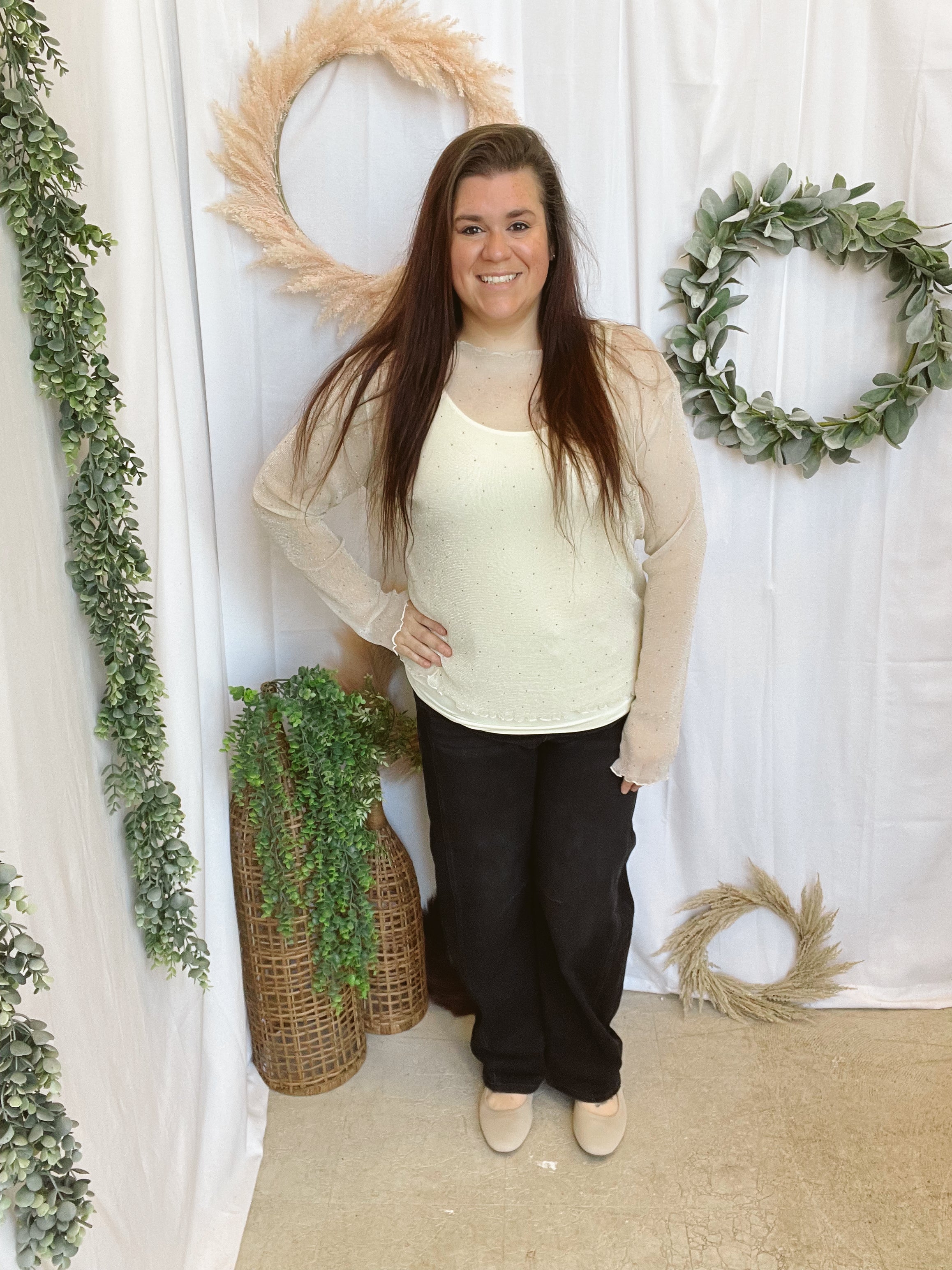 Ella Lace Long Sleeve Top-Ivory-Sweaters-very j-The Silo Boutique, Women's Fashion Boutique Located in Warren and Grand Forks North Dakota
