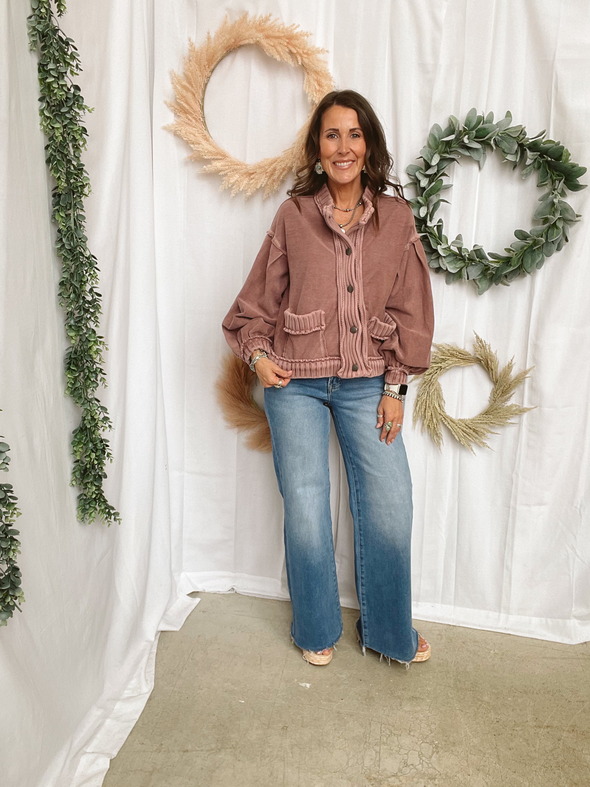 Lov Vintage Cardigan-Mauve-Cardigans-lovlov-The Silo Boutique, Women's Fashion Boutique Located in Warren and Grand Forks North Dakota