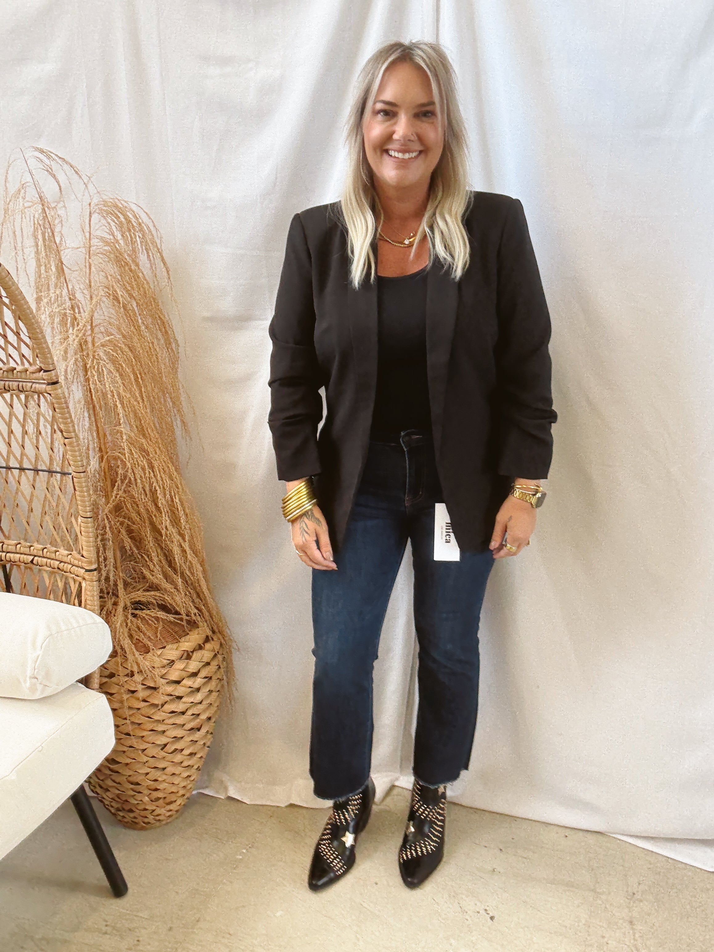 Mica Dark Blue Boot Crop Jeans-Jeans-mica-The Silo Boutique, Women's Fashion Boutique Located in Warren and Grand Forks North Dakota