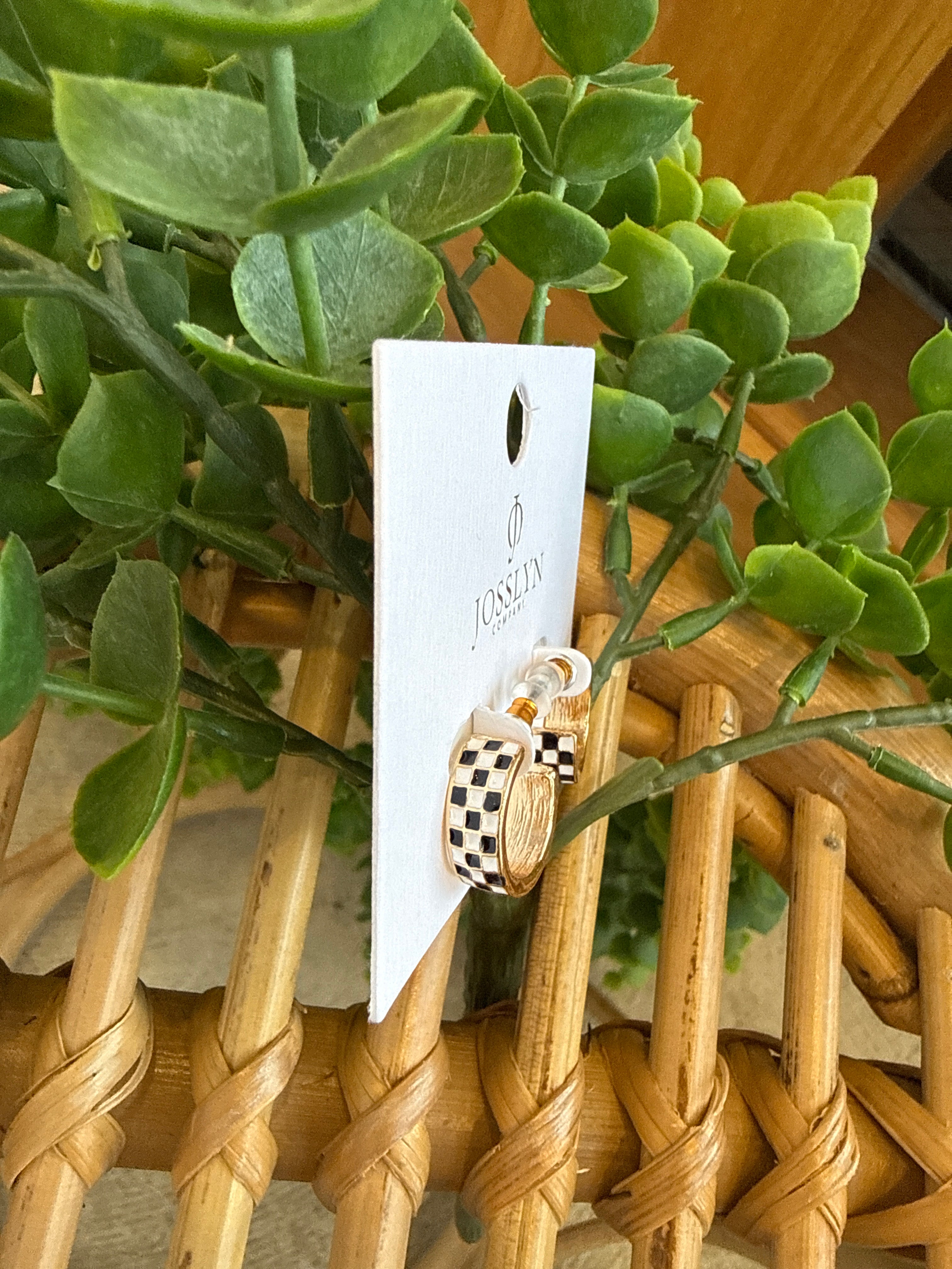 Joss Checker Hoop Earrings-Earrings-joss-The Silo Boutique, Women's Fashion Boutique Located in Warren and Grand Forks North Dakota