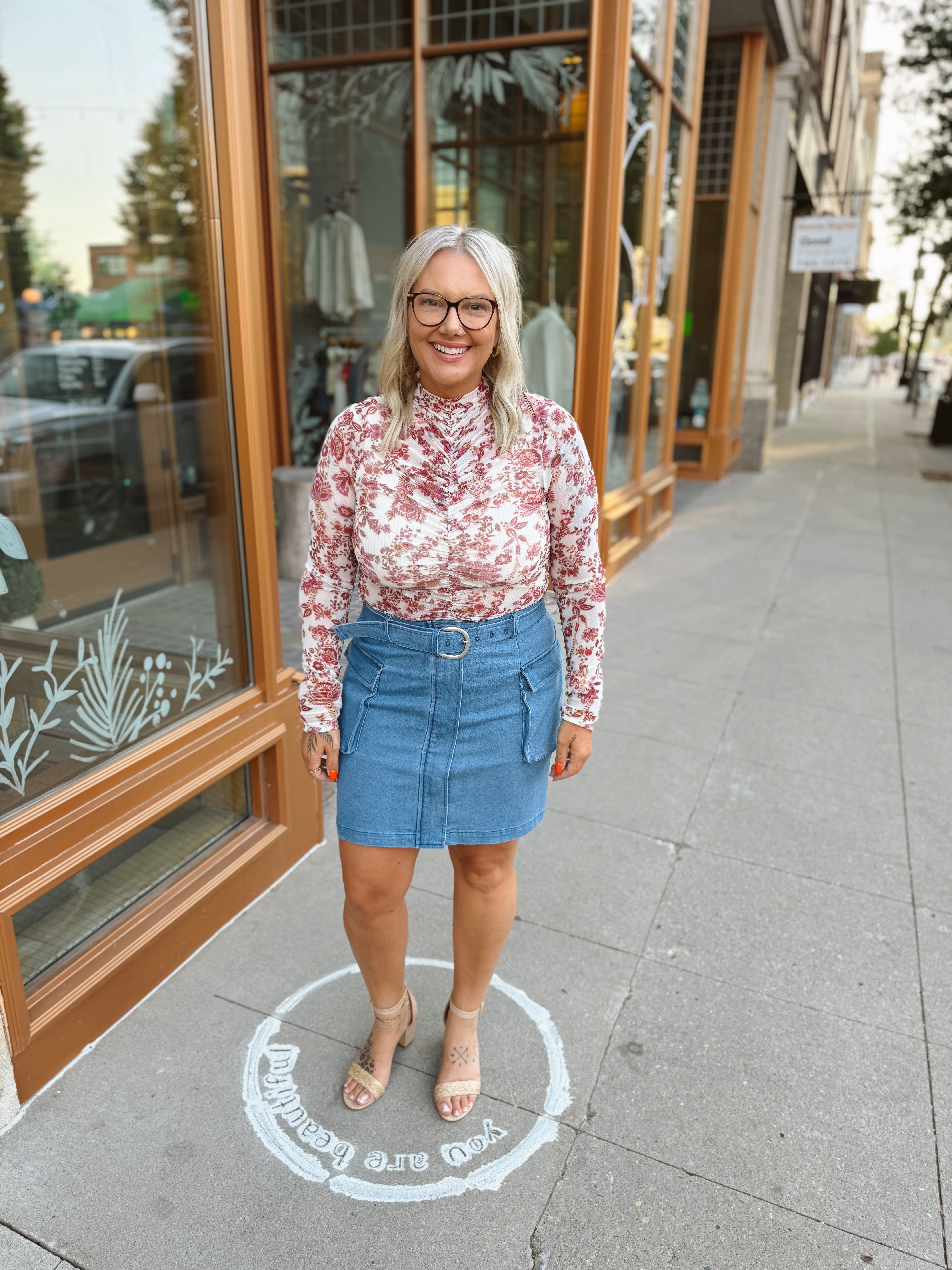 Ivory Floral Mix Sheer Top-Long Sleeve Tops-mystree-The Silo Boutique, Women's Fashion Boutique Located in Warren and Grand Forks North Dakota