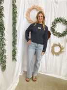 Le Lis Navy USA Flag Sweater-Sweaters-lelis-The Silo Boutique, Women's Fashion Boutique Located in Warren and Grand Forks North Dakota
