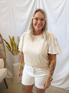 Mix Media Cream Top-Final Sale-Short Sleeve Tops-anniewear-The Silo Boutique, Women's Fashion Boutique Located in Warren and Grand Forks North Dakota