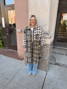 Olive Mix Long Flannel Top-Long Sleeve Tops-haptics-The Silo Boutique, Women's Fashion Boutique Located in Warren and Grand Forks North Dakota