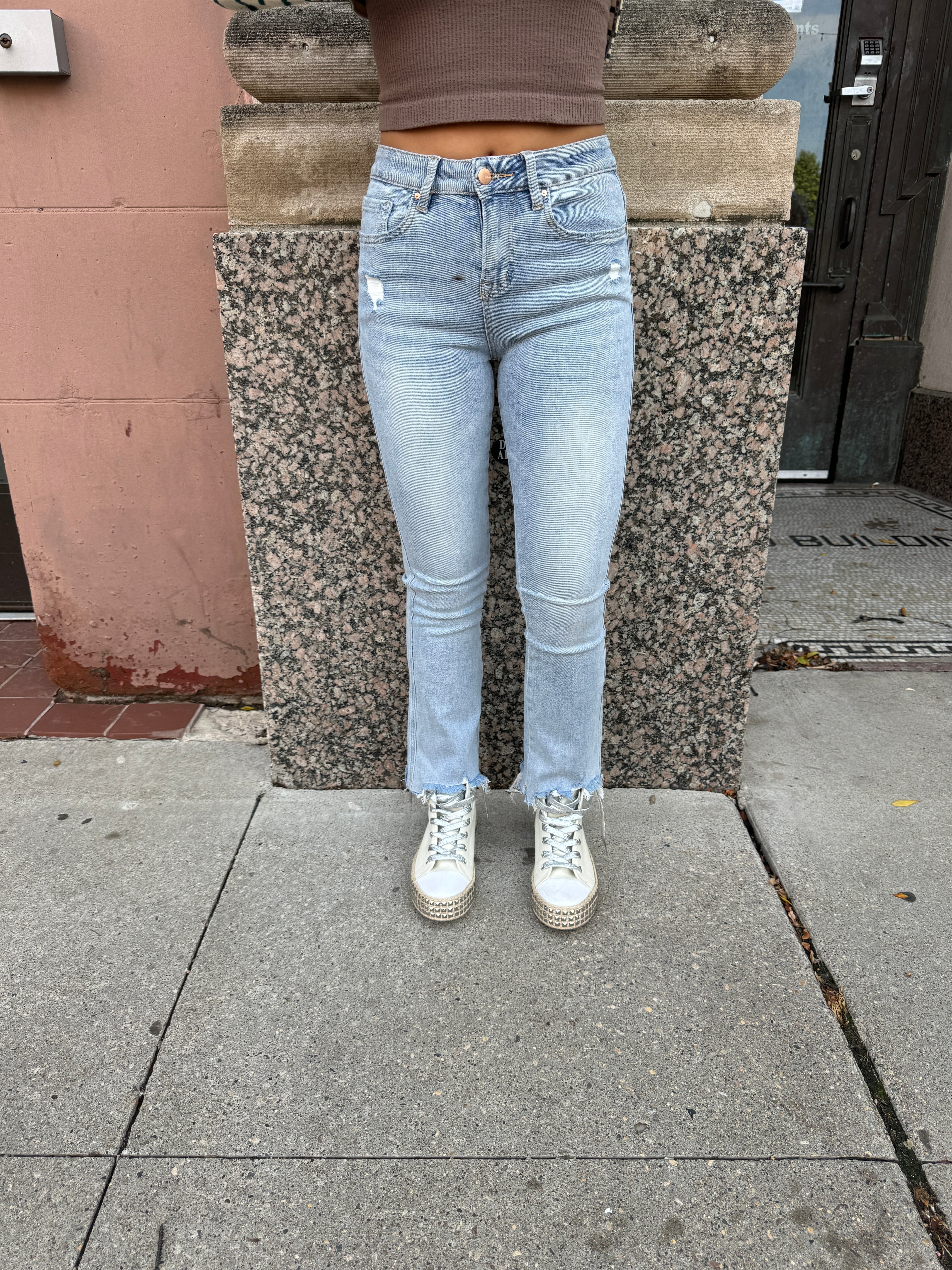 Mica Dodgers Blue Crop Jeans-Jeans-mica-The Silo Boutique, Women's Fashion Boutique Located in Warren and Grand Forks North Dakota