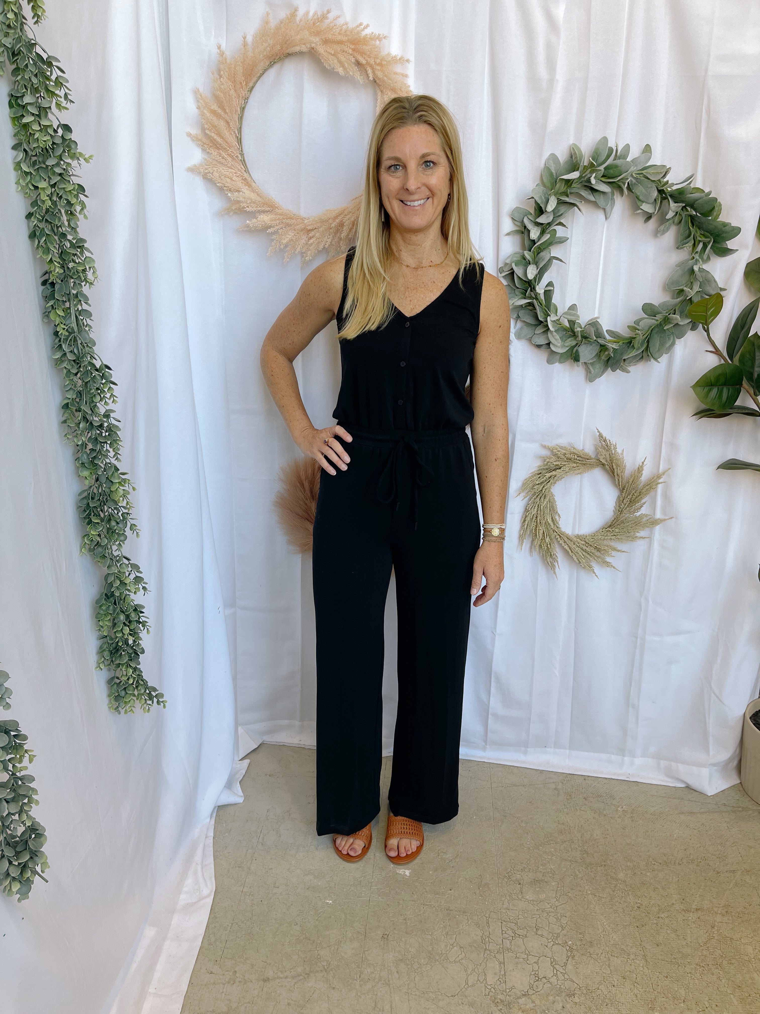 Modal Knit Jumpsuit-Black-Jumpsuits & Rompers-skies are blue-The Silo Boutique, Women's Fashion Boutique Located in Warren and Grand Forks North Dakota