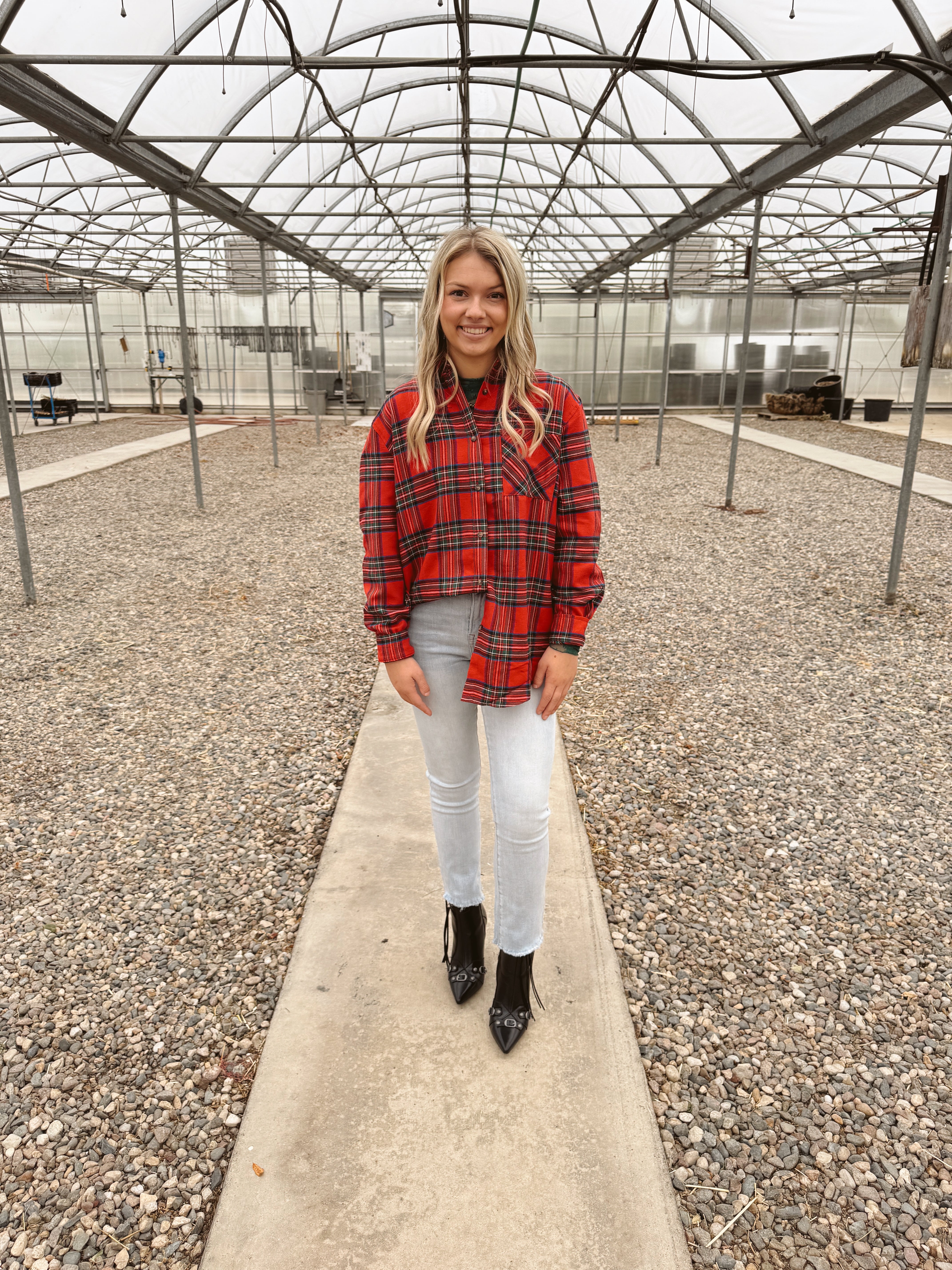 Red Ribbon Button Down Top-Long Sleeve Tops-Lamiel-The Silo Boutique, Women's Fashion Boutique Located in Warren and Grand Forks North Dakota