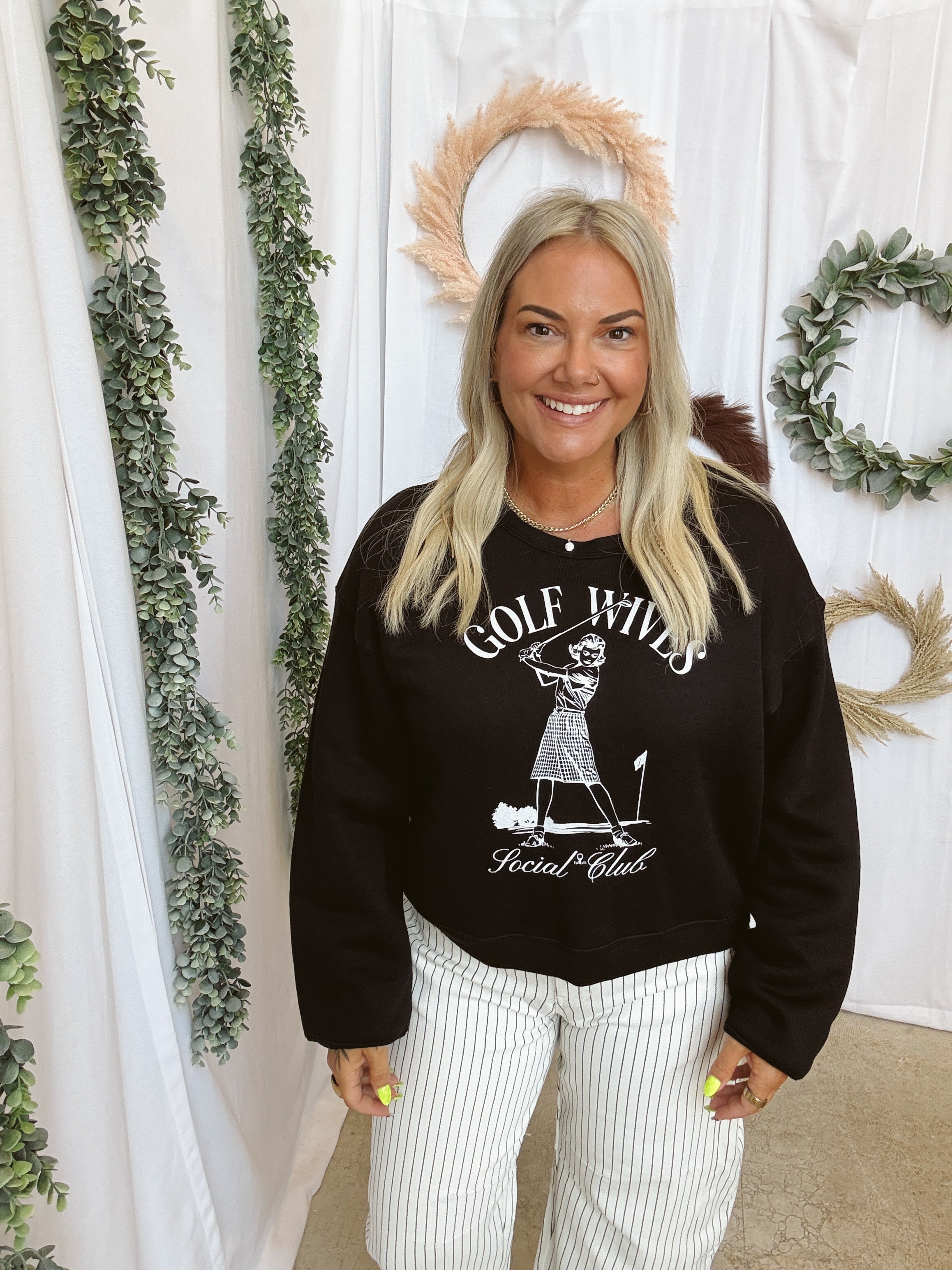 Black Golf Wives Social Club Sweatshirt-Sweatshirts-oat-The Silo Boutique, Women's Fashion Boutique Located in Warren and Grand Forks North Dakota