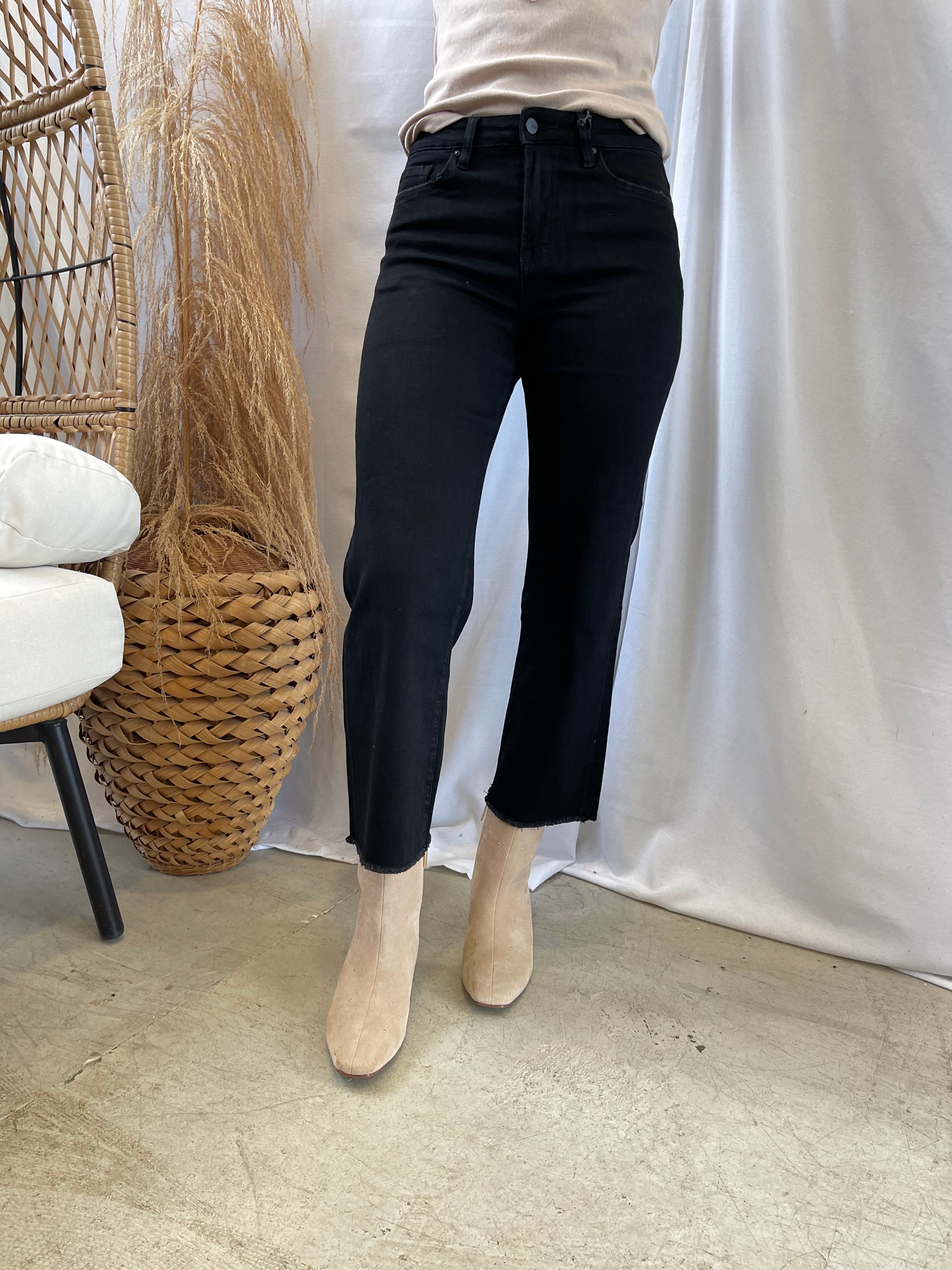 Mica Black Beauty Wide Leg Jeans-Jeans-mica-The Silo Boutique, Women's Fashion Boutique Located in Warren and Grand Forks North Dakota