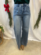 Risen Wide Leg Pleated Jeans-Jeans-risen-The Silo Boutique, Women's Fashion Boutique Located in Warren and Grand Forks North Dakota