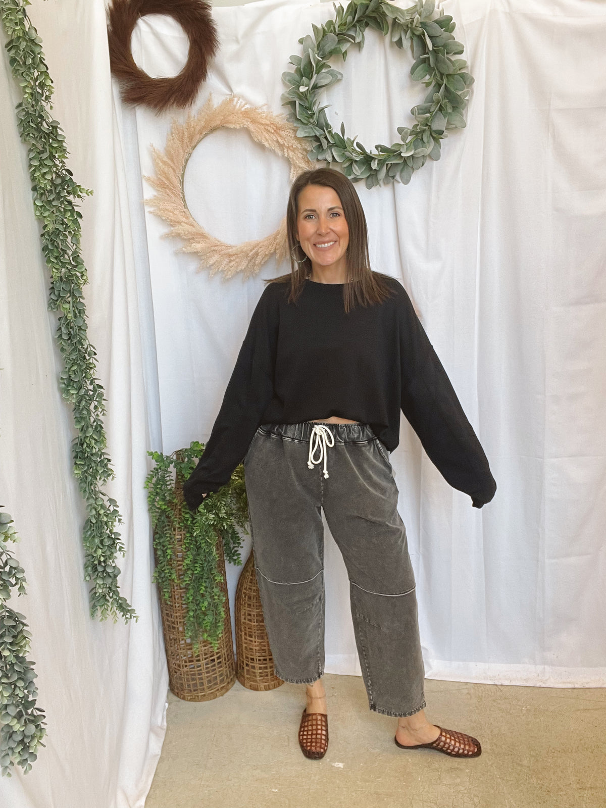 Celia Black Scuba Sweatshirt-Long Sleeve Tops-hyfve-The Silo Boutique, Women's Fashion Boutique Located in Warren and Grand Forks North Dakota
