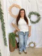 Be Cool Plus Crew Short Sleeve Top-Ivory-Long Sleeve Tops-be cool-The Silo Boutique, Women's Fashion Boutique Located in Warren and Grand Forks North Dakota
