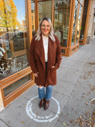 Chestnut Open Knit Sweater Jacket-Cardigans-bluivy-The Silo Boutique, Women's Fashion Boutique Located in Warren and Grand Forks North Dakota