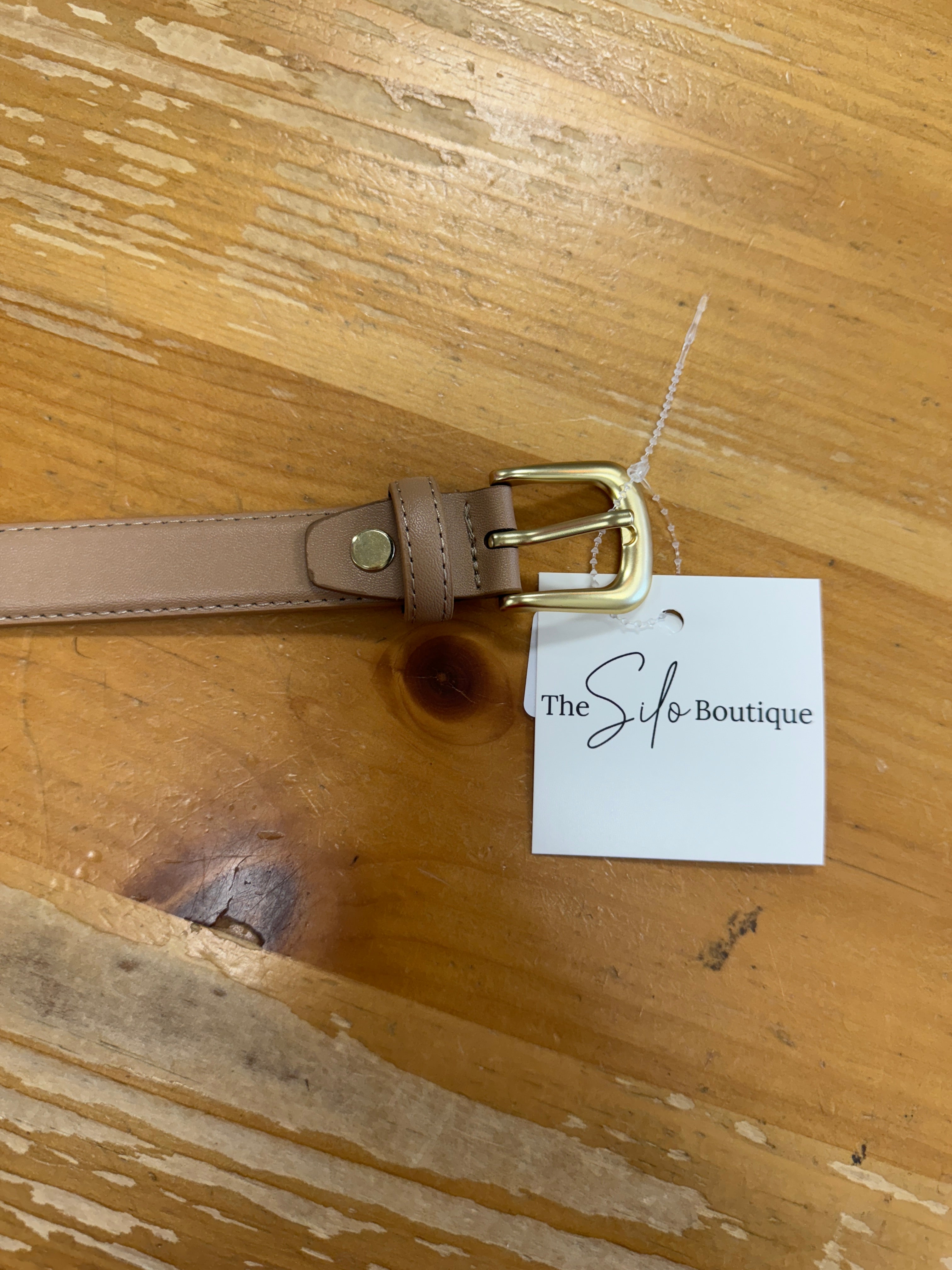 Tan Genuine Leather Belt-Belts-Fame-The Silo Boutique, Women's Fashion Boutique Located in Warren and Grand Forks North Dakota