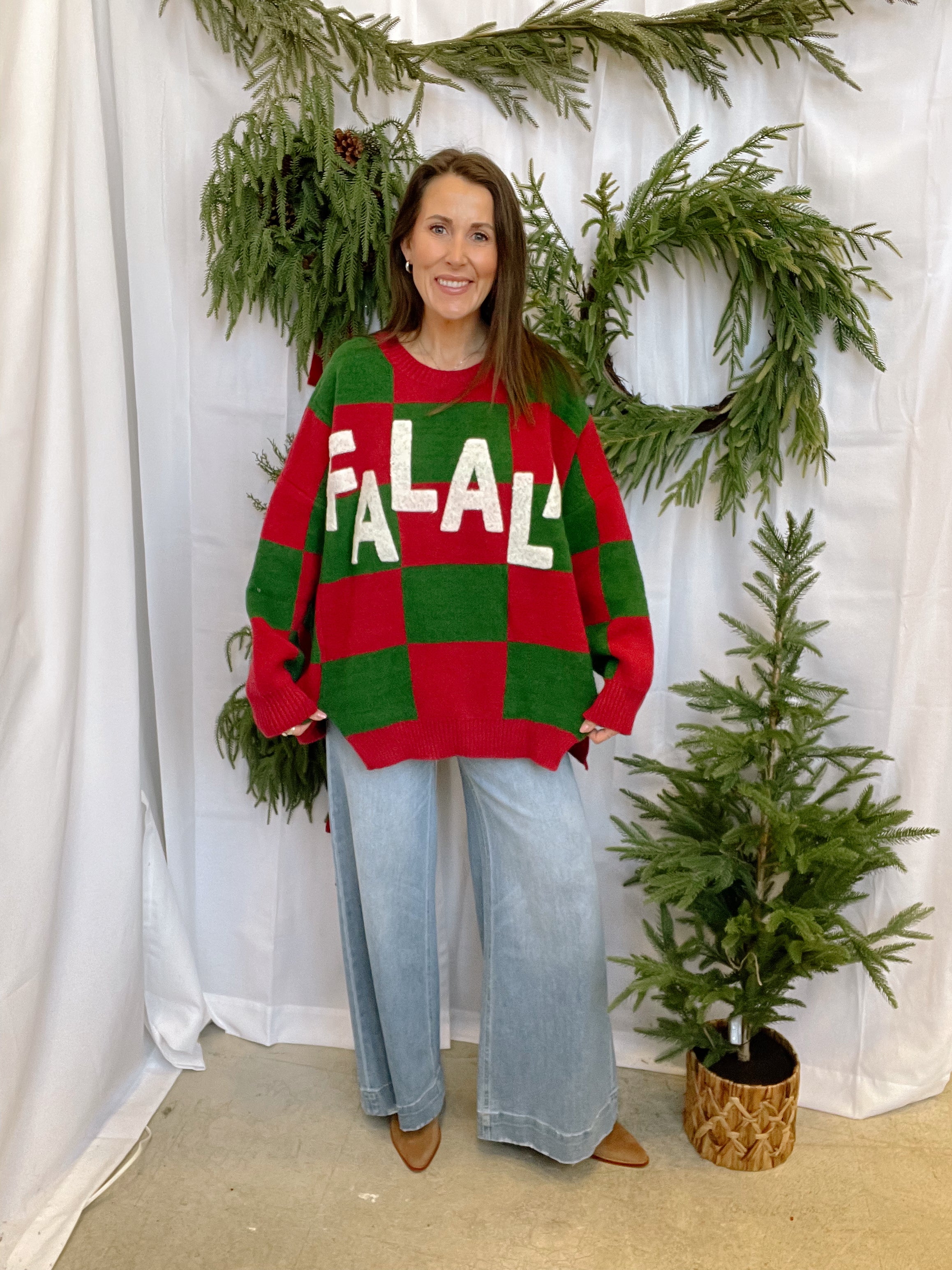 FaLaLa Check Sweater-Sweaters-jade by jane-The Silo Boutique, Women's Fashion Boutique Located in Warren and Grand Forks North Dakota
