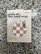 Extra Large Quick-Dry Hair Towel Wrap- Terracotta Checker-Hair Accessories-kitsch-The Silo Boutique, Women's Fashion Boutique Located in Warren and Grand Forks North Dakota