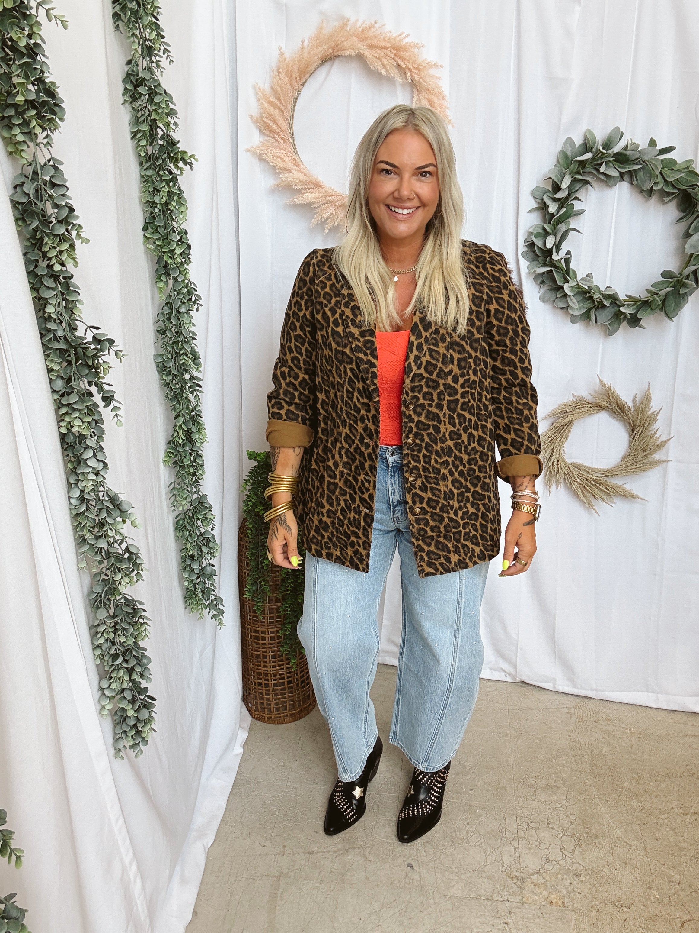 Lovie Leopard Blazer-Blazers-lovlov-The Silo Boutique, Women's Fashion Boutique Located in Warren and Grand Forks North Dakota