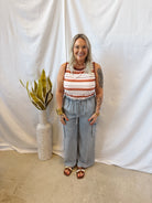 Marsala Striped Tank Top-Tank Tops-staccato-The Silo Boutique, Women's Fashion Boutique Located in Warren and Grand Forks North Dakota