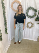 Bev Black V Neck Top-Tank Tops-staccato-The Silo Boutique, Women's Fashion Boutique Located in Warren and Grand Forks North Dakota