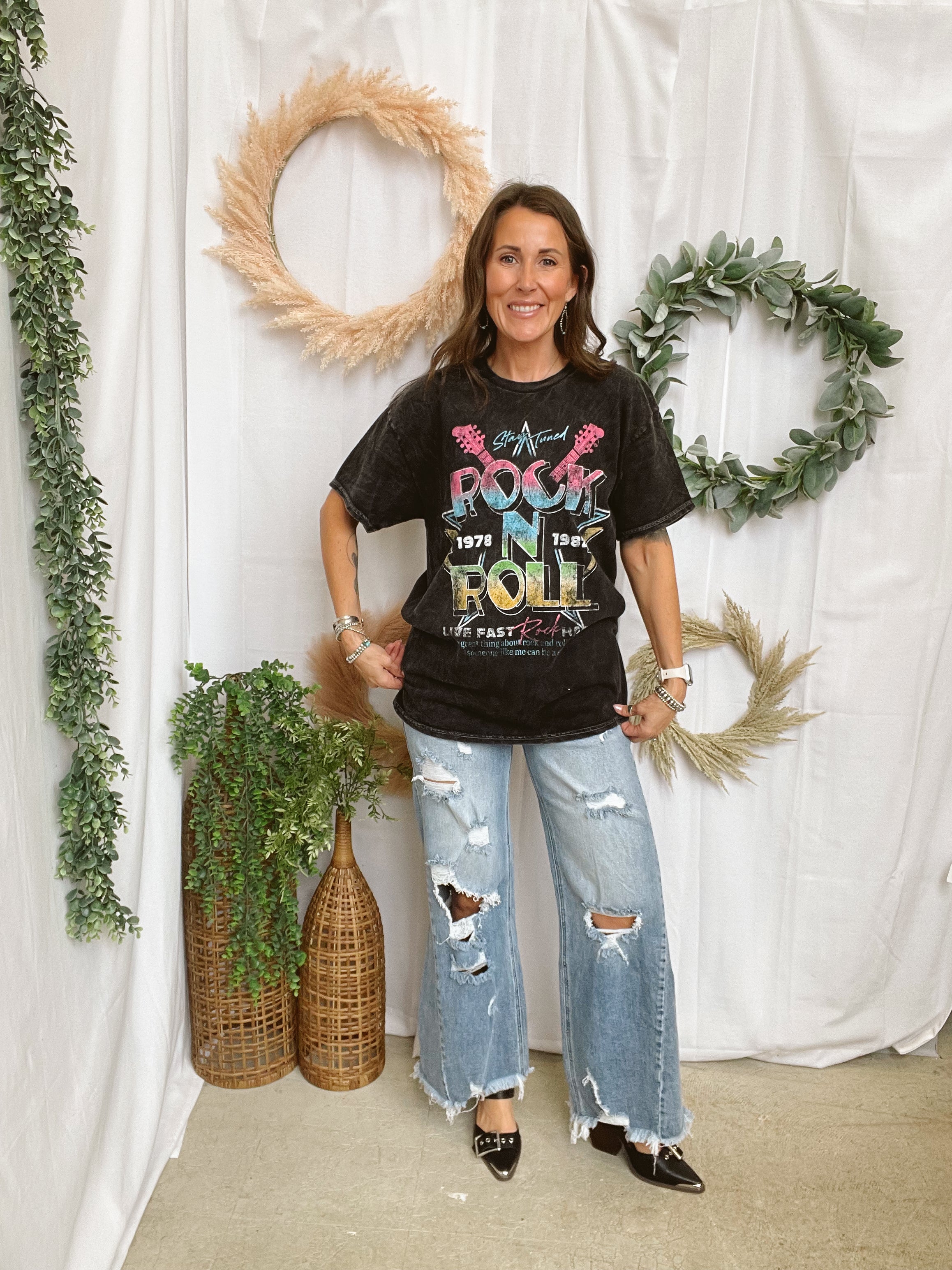 Claire Rock N Roll Tee-Graphic Tees-sweet claire-The Silo Boutique, Women's Fashion Boutique Located in Warren and Grand Forks North Dakota