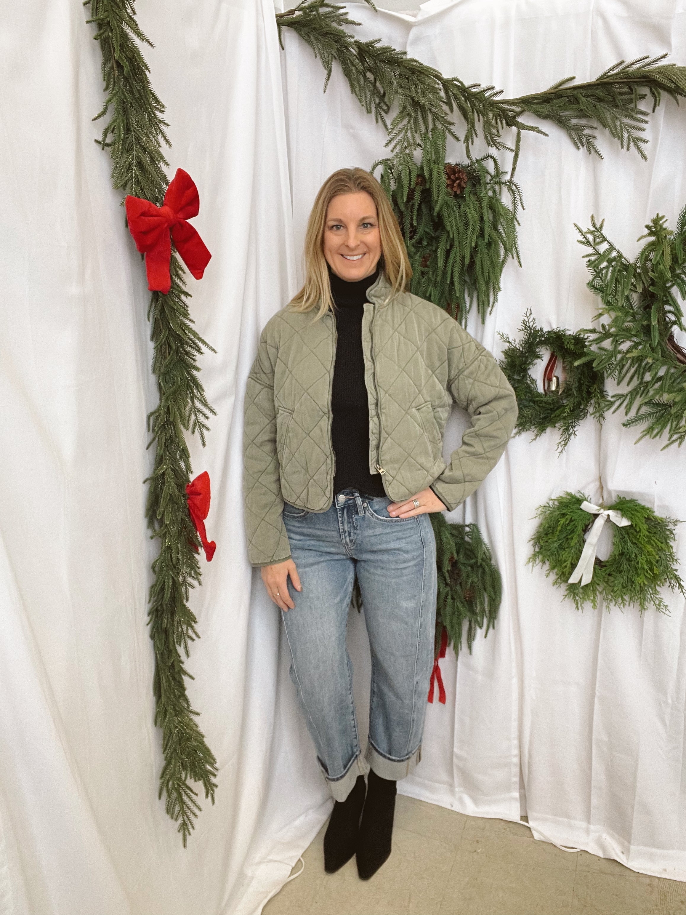 Be Cool Quilted Jacket-Olive-Coats & Jackets-be cool-The Silo Boutique, Women's Fashion Boutique Located in Warren and Grand Forks North Dakota