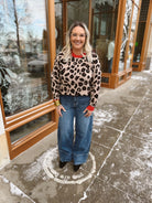 Leopard with Red Stripe Sweater-Sweaters-q2-The Silo Boutique, Women's Fashion Boutique Located in Warren and Grand Forks North Dakota