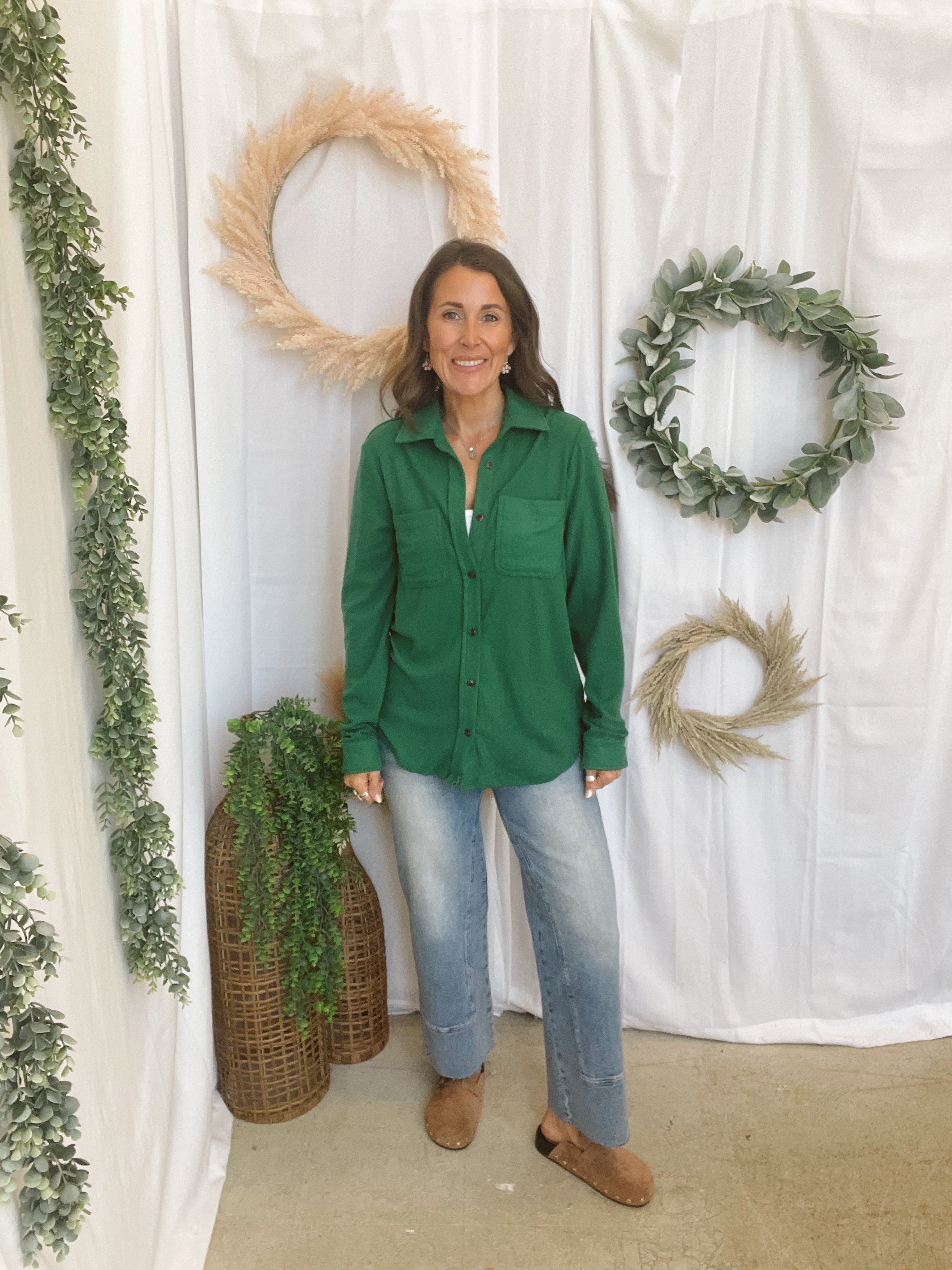 Classic Kyra Button Up-Green-Long Sleeve Tops-panache-The Silo Boutique, Women's Fashion Boutique Located in Warren and Grand Forks North Dakota