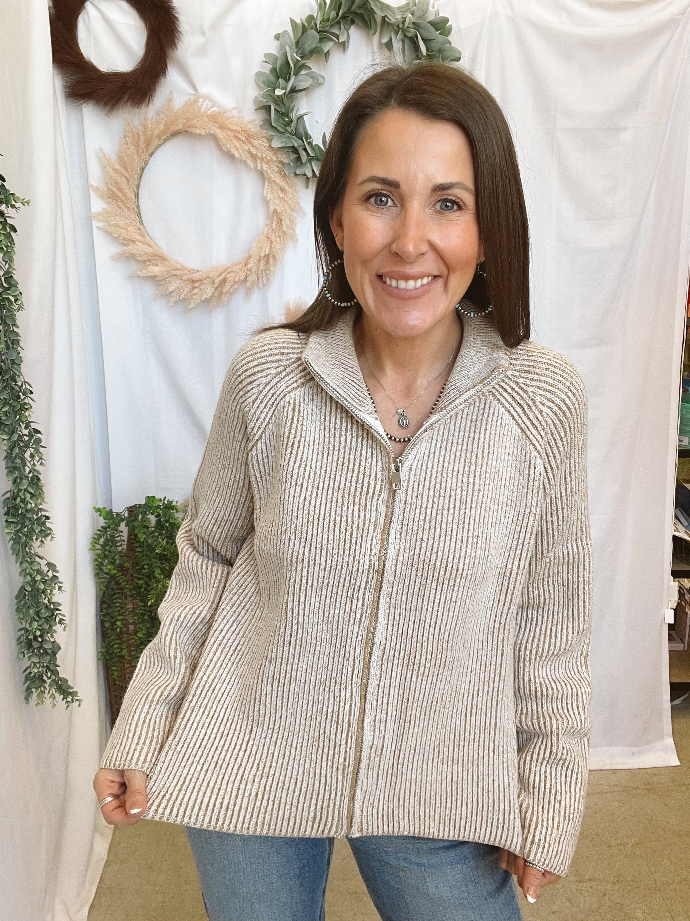 Riley Relaxed Zip Cardigan-Sweaters-lovlov-The Silo Boutique, Women's Fashion Boutique Located in Warren and Grand Forks North Dakota