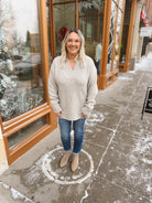 Lisa Oatmeal V Neck Sweater-Sweaters-listicle-The Silo Boutique, Women's Fashion Boutique Located in Warren and Grand Forks North Dakota