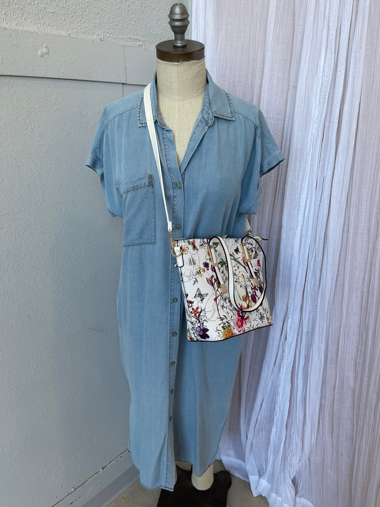 Mini White Floral Purse-Purses-princess purse-The Silo Boutique, Women's Fashion Boutique Located in Warren and Grand Forks North Dakota
