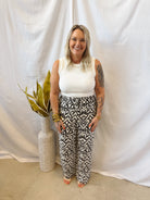 Geo Black Pants-Pants-staccato-The Silo Boutique, Women's Fashion Boutique Located in Warren and Grand Forks North Dakota