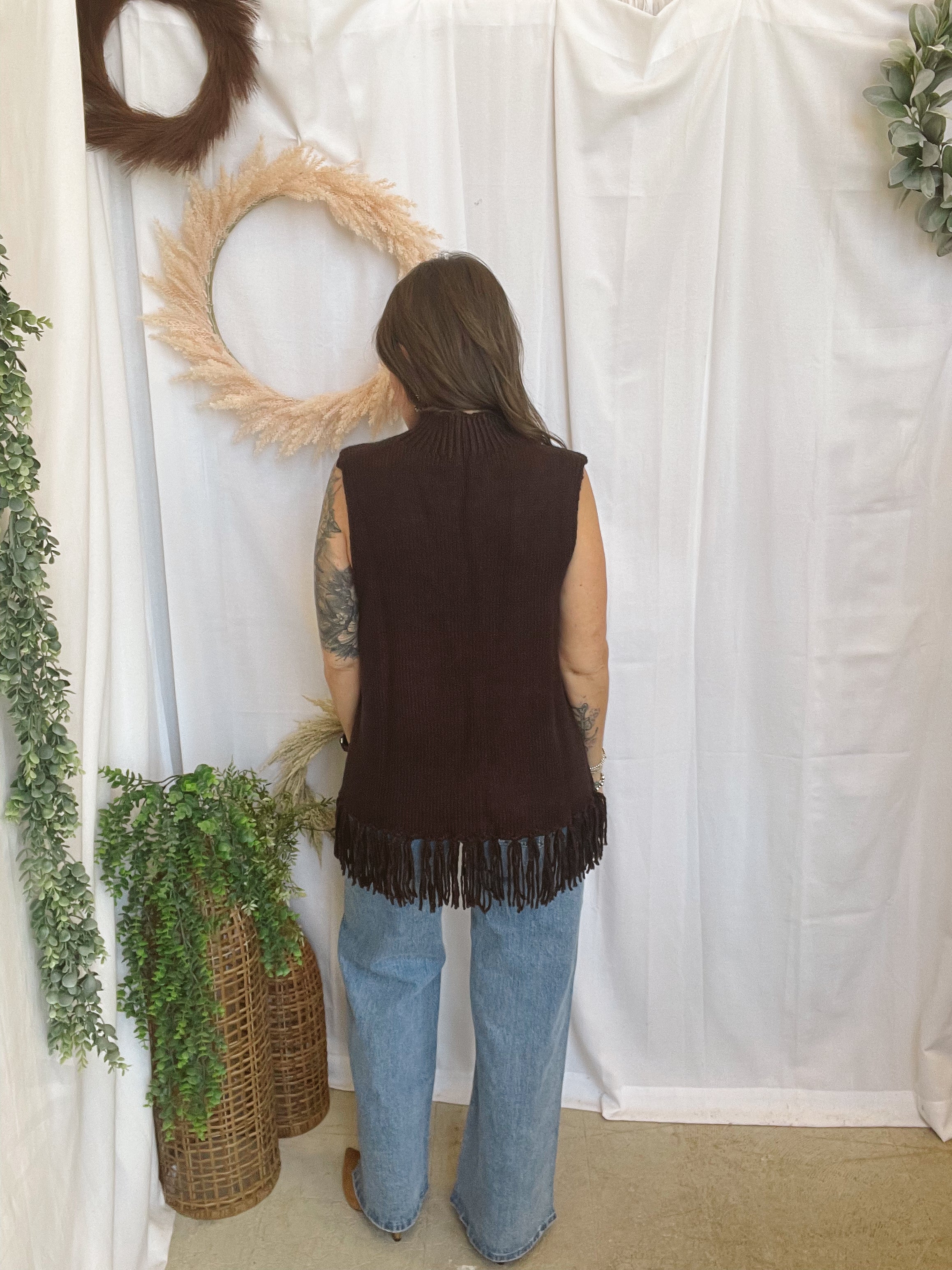 Felicia Fringe Sweater Vest-Brown-Vests-hyfve-The Silo Boutique, Women's Fashion Boutique Located in Warren and Grand Forks North Dakota
