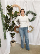 Mono B Essential Long Sleeve Top-White-Long Sleeve Tops-mono b-The Silo Boutique, Women's Fashion Boutique Located in Warren and Grand Forks North Dakota