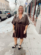 Brown Kimono Sleeve Dress-Final Sale Online Only-Dresses-gilli-The Silo Boutique, Women's Fashion Boutique Located in Warren and Grand Forks North Dakota