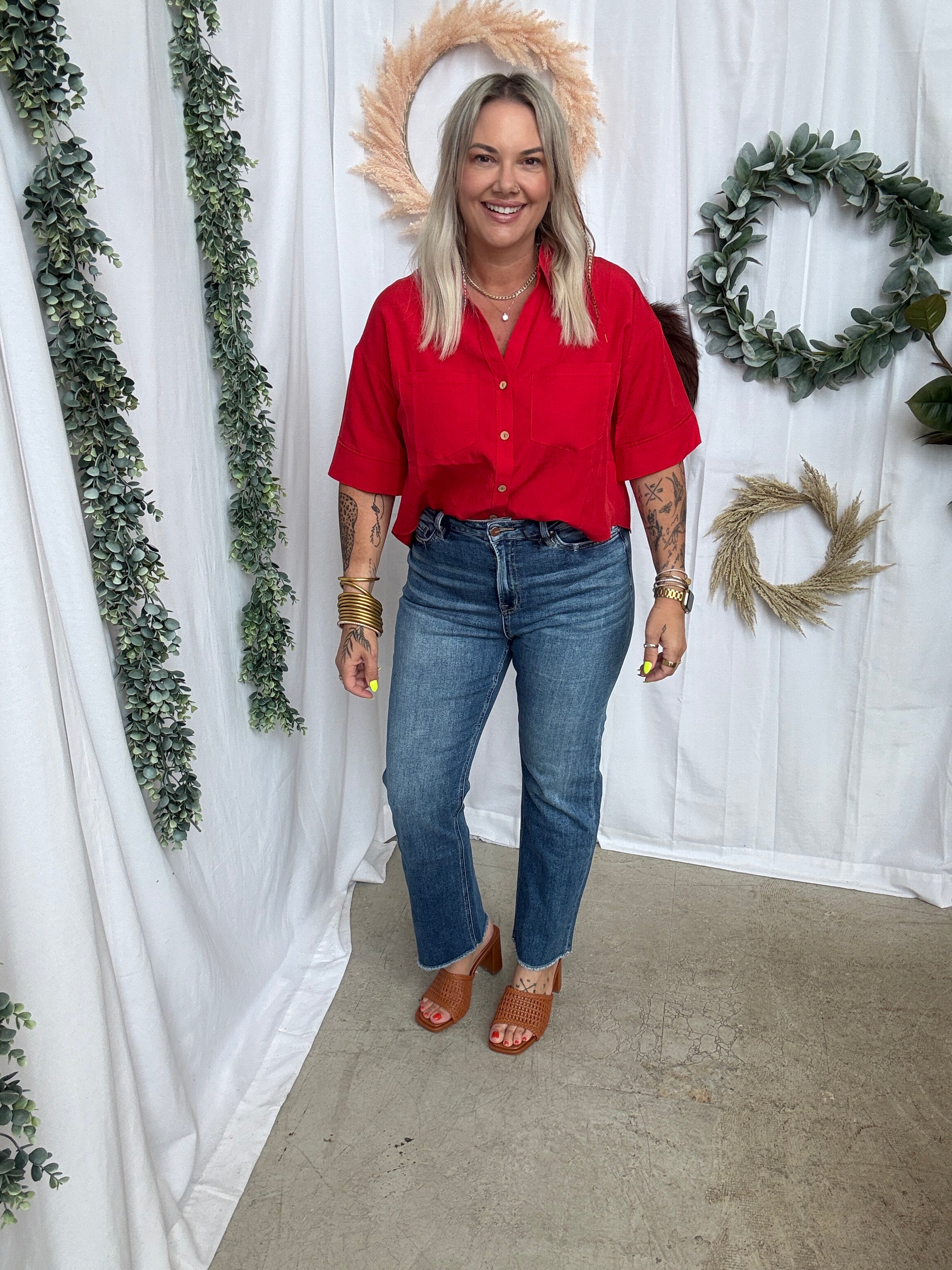 Mica Medium Blue Straight Leg Jeans-Jeans-mica-The Silo Boutique, Women's Fashion Boutique Located in Warren and Grand Forks North Dakota