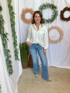 Nicole Button Down Top-White-Long Sleeve Tops-hyfve-The Silo Boutique, Women's Fashion Boutique Located in Warren and Grand Forks North Dakota