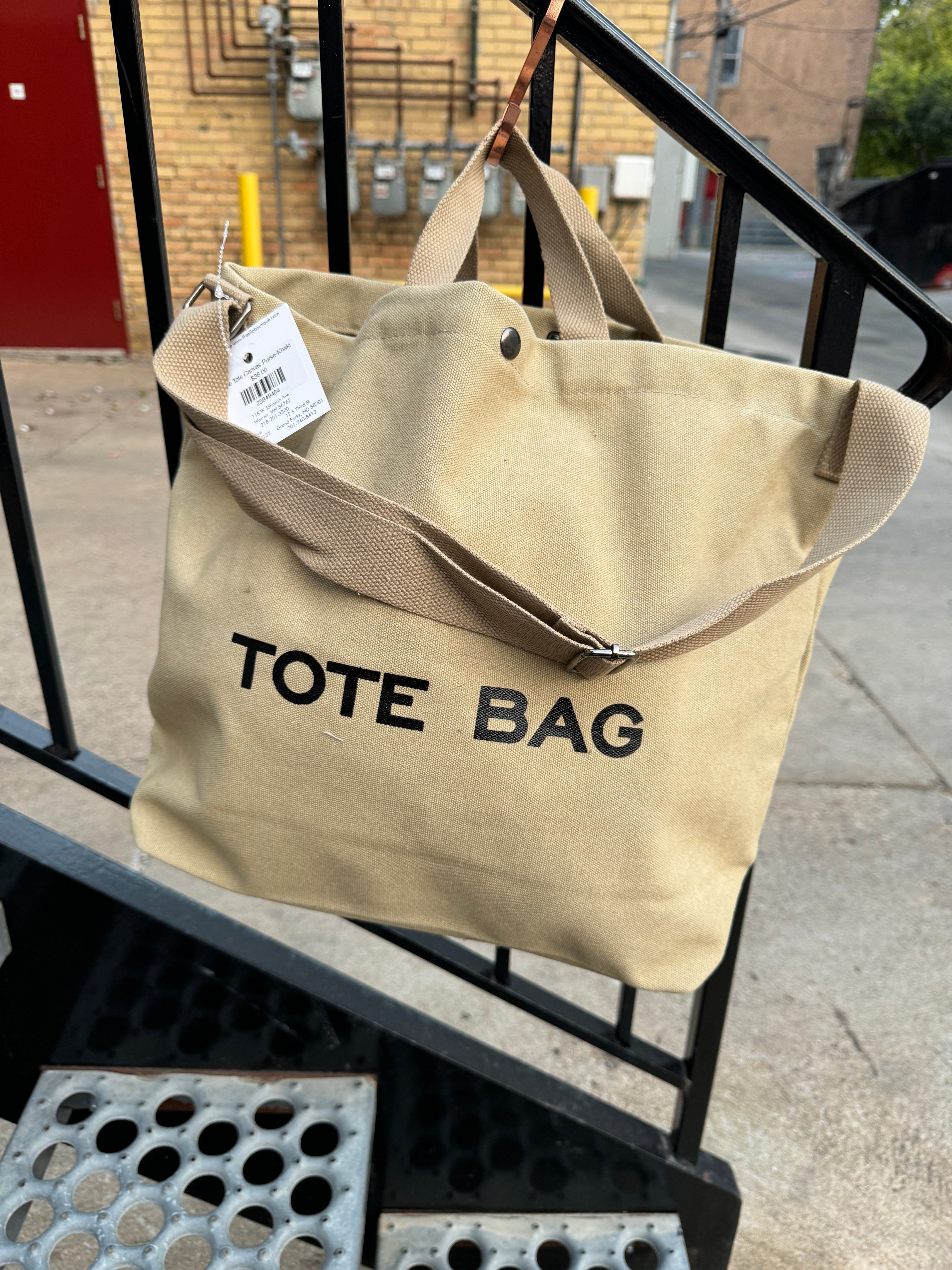 The Tote Canvas Purse-Khaki-Purses-Zenana-The Silo Boutique, Women's Fashion Boutique Located in Warren and Grand Forks North Dakota