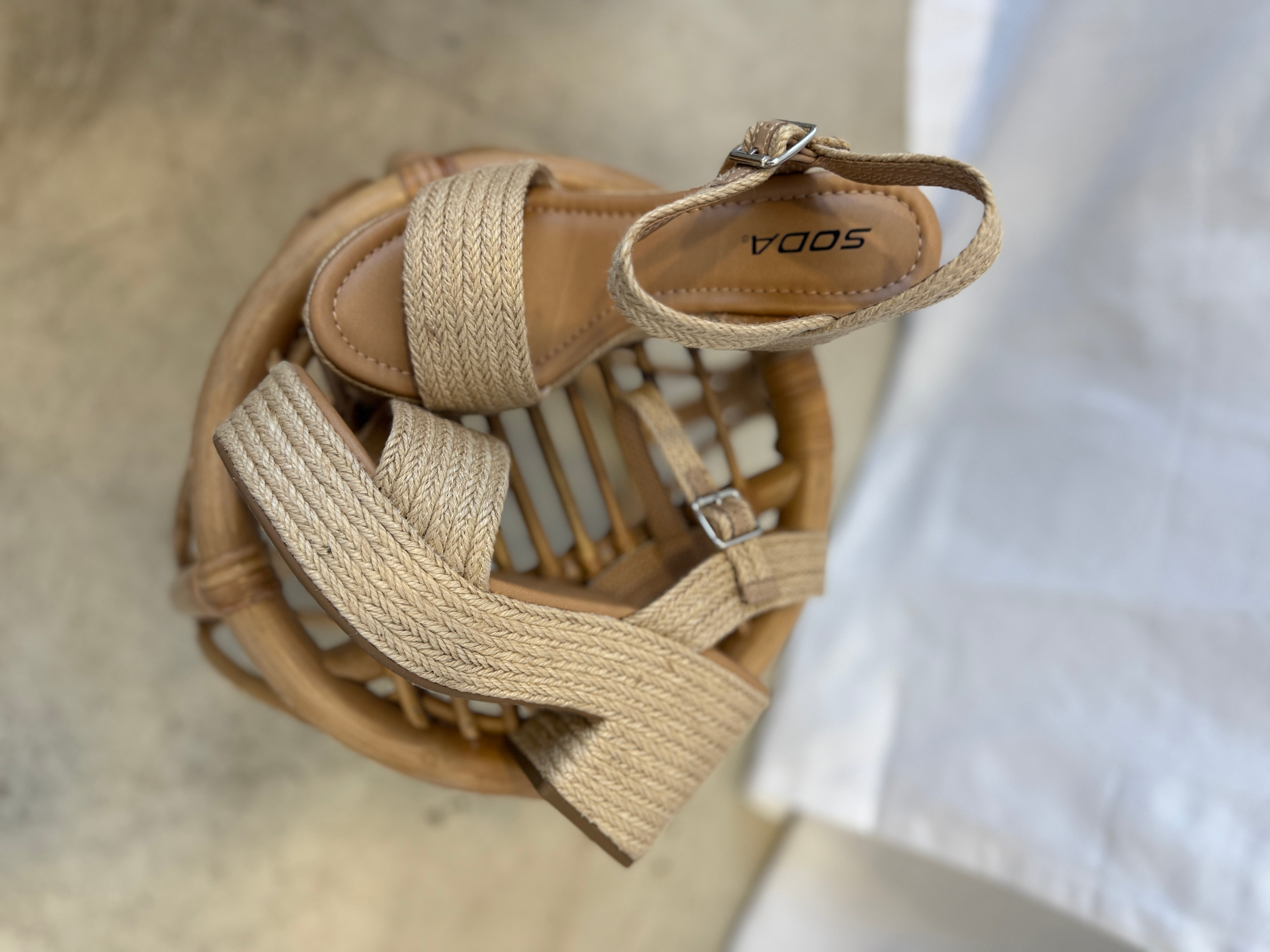 Soda Castle Jute Sandal-Sandals-soda-The Silo Boutique, Women's Fashion Boutique Located in Warren and Grand Forks North Dakota