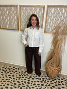 Elan Emily Rhinestone Top-White-Long Sleeve Tops-elan-The Silo Boutique, Women's Fashion Boutique Located in Warren and Grand Forks North Dakota