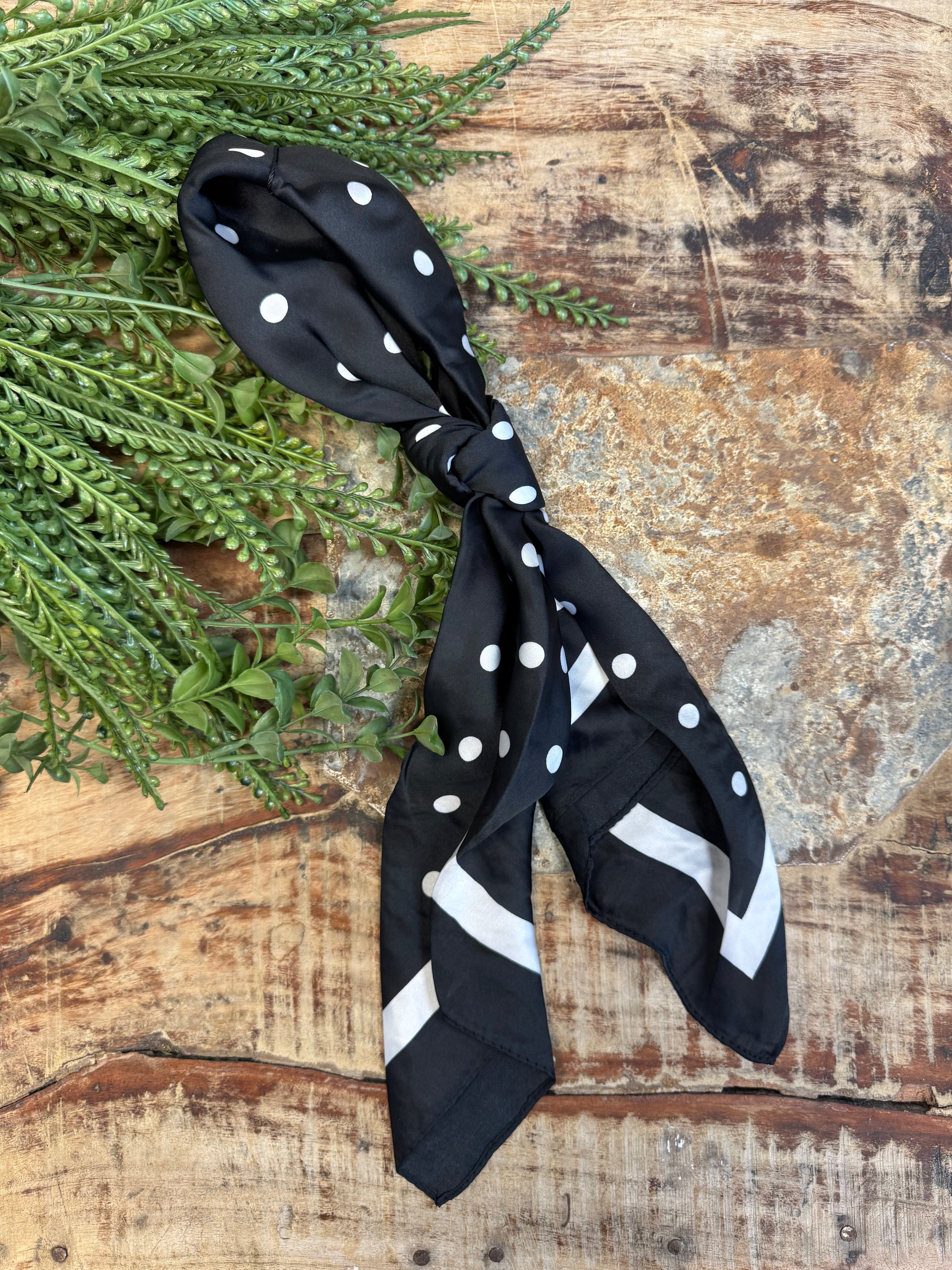 Olivia Moss Scarf-Black Polka Dot-Scarf-dm-The Silo Boutique, Women's Fashion Boutique Located in Warren and Grand Forks North Dakota