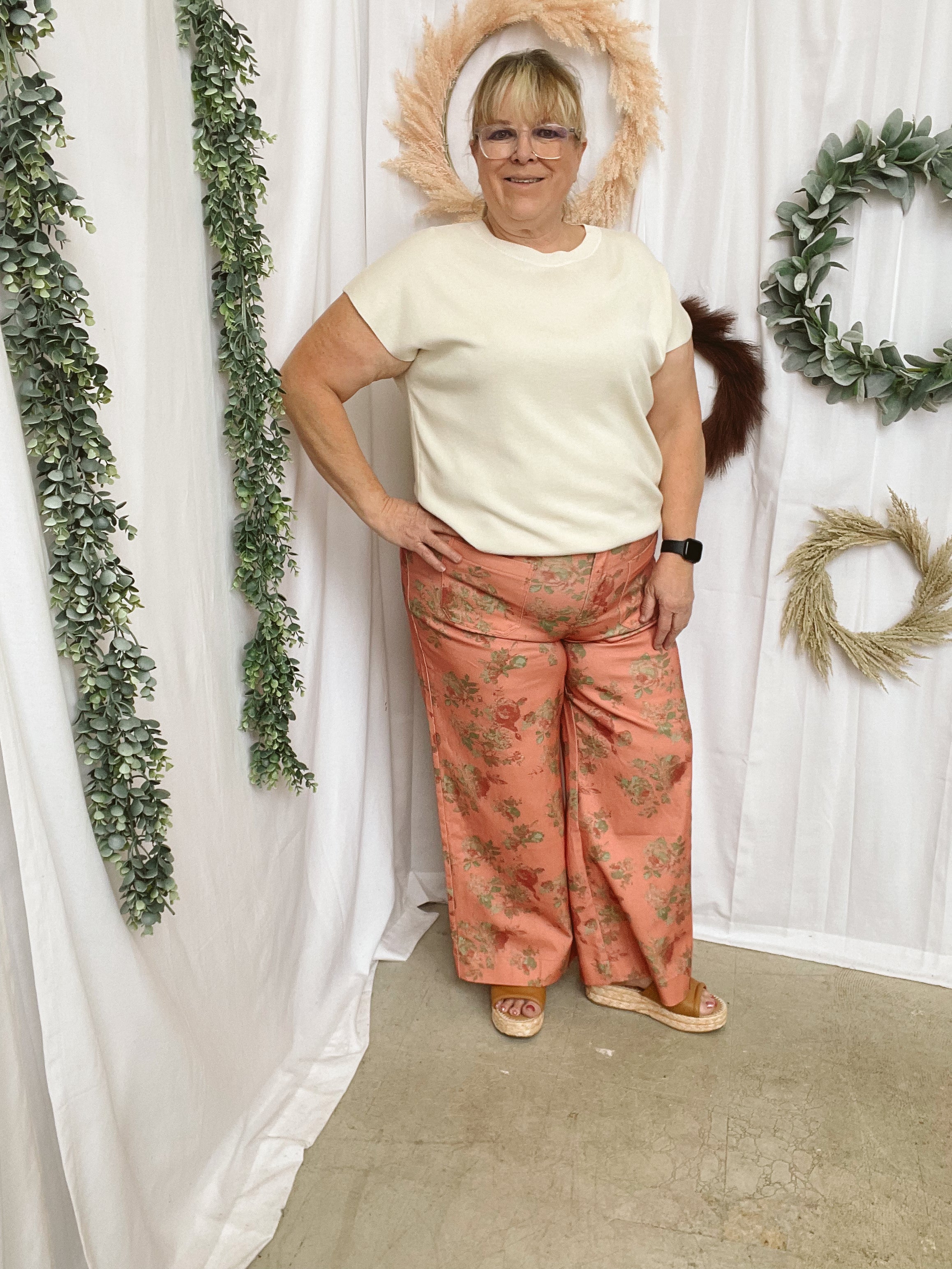 Sadie Floral Pants-Pink-Pants-entro-The Silo Boutique, Women's Fashion Boutique Located in Warren and Grand Forks North Dakota
