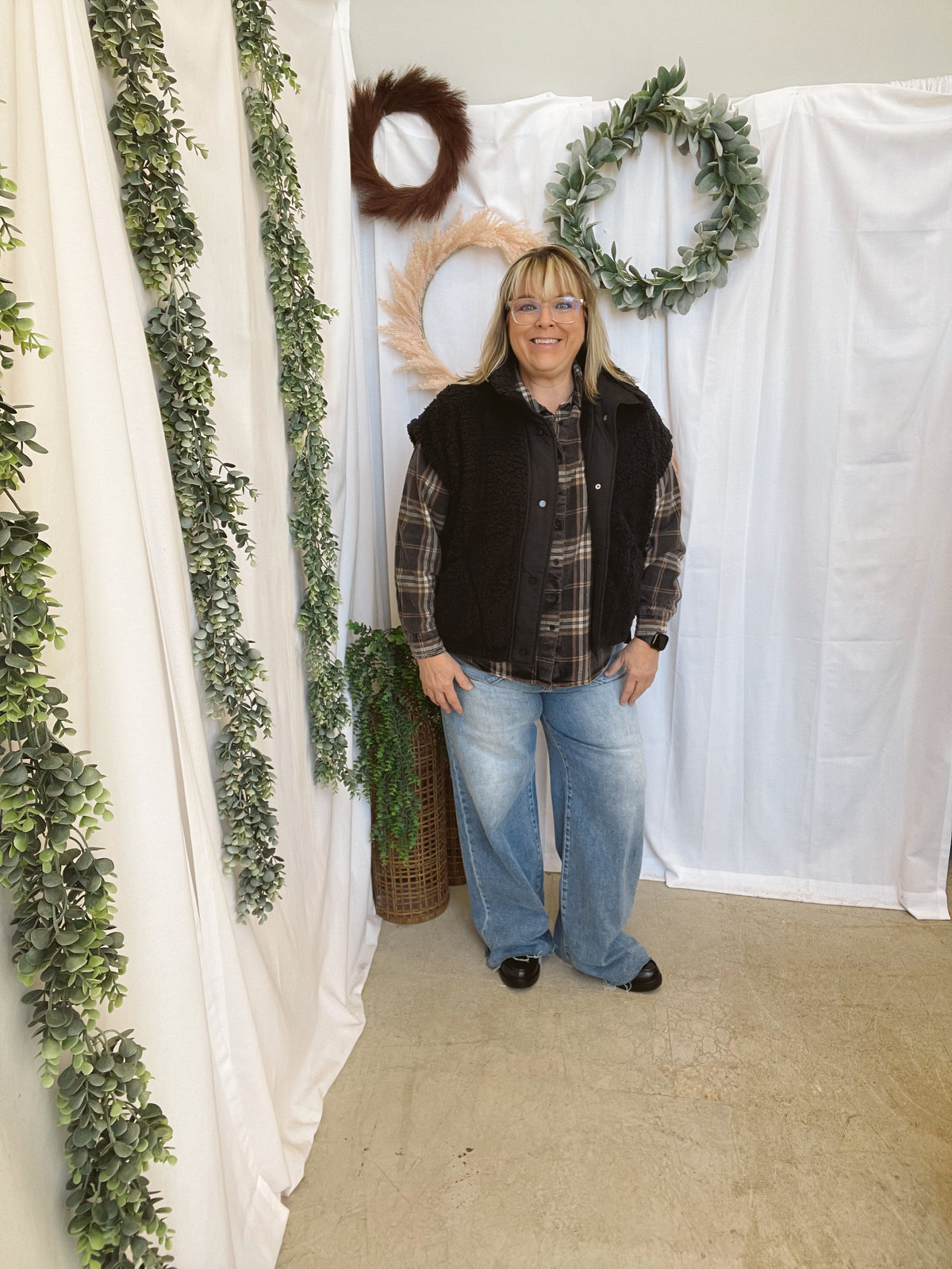 Laney Plaid Flannel-Black-Long Sleeve Tops-blu pepper-The Silo Boutique, Women's Fashion Boutique Located in Warren and Grand Forks North Dakota