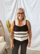 Black and Cream Knit Tank Top-Final Sale-Tank Tops-gilli-The Silo Boutique, Women's Fashion Boutique Located in Warren and Grand Forks North Dakota
