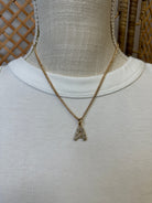 Rhinestone Initial Necklace-Necklaces-Fame-The Silo Boutique, Women's Fashion Boutique Located in Warren and Grand Forks North Dakota