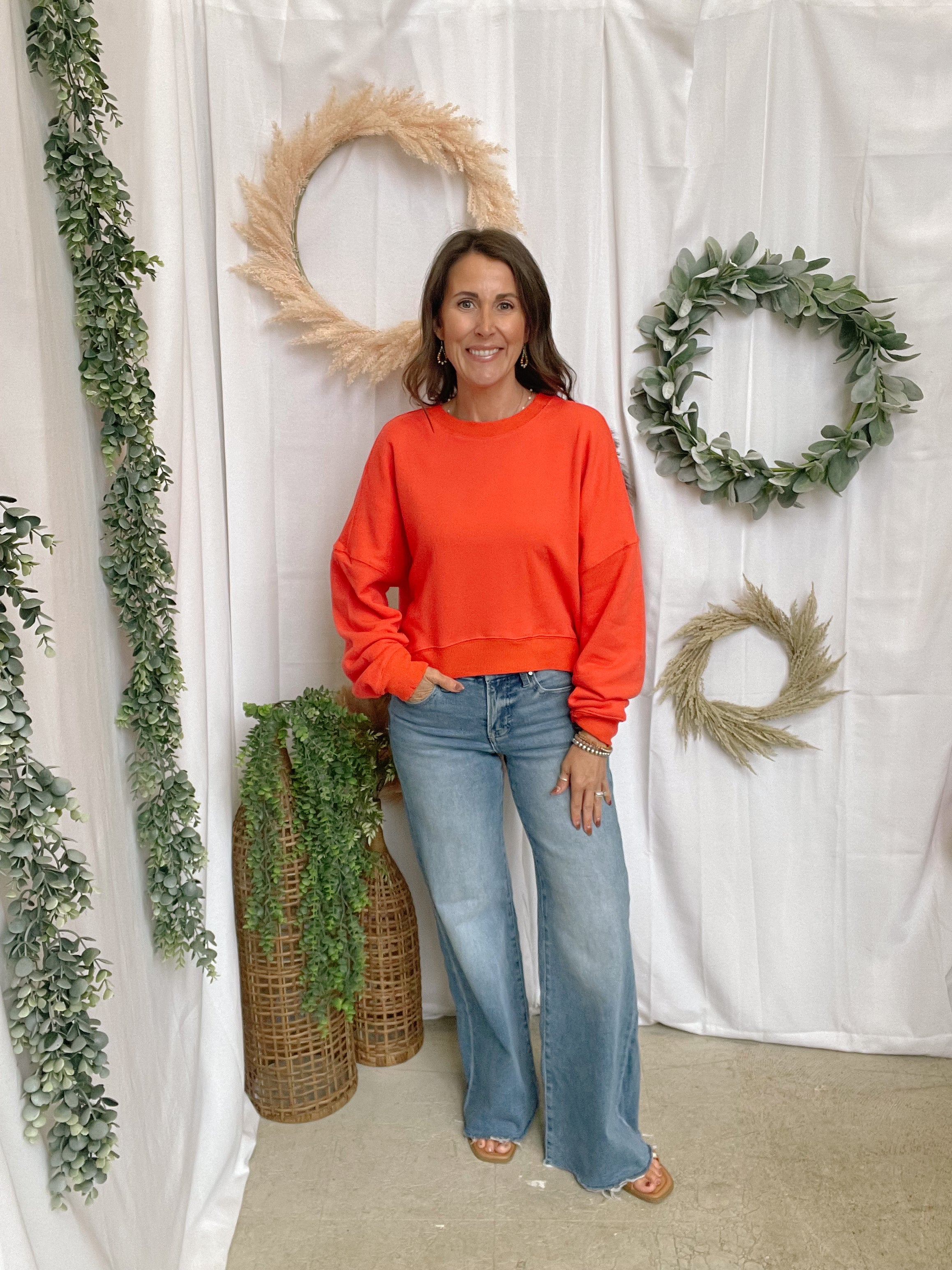 Whitney Crew Sweatshirt-Poppy-Sweatshirts-wishlist-The Silo Boutique, Women's Fashion Boutique Located in Warren and Grand Forks North Dakota